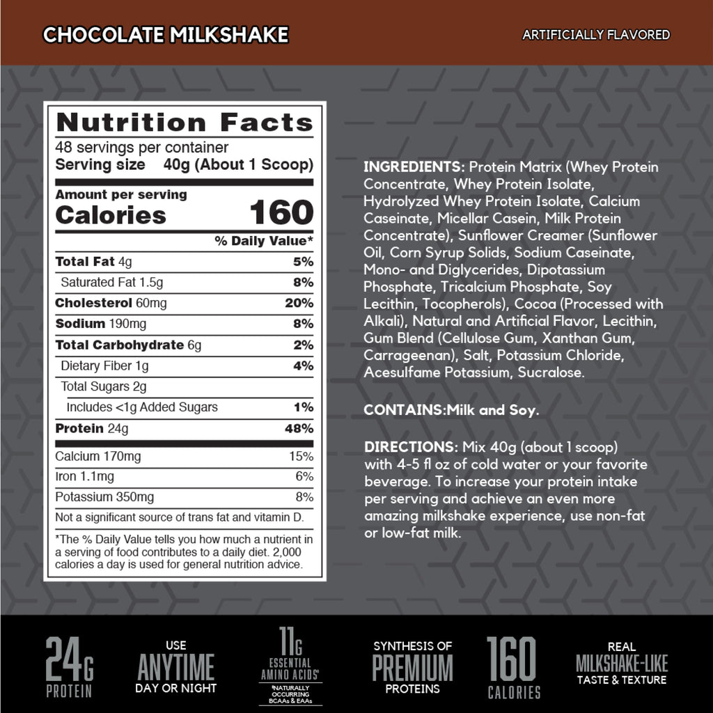 Chocolate Protein Powder 24g Whey & Casein 4.23 lb
