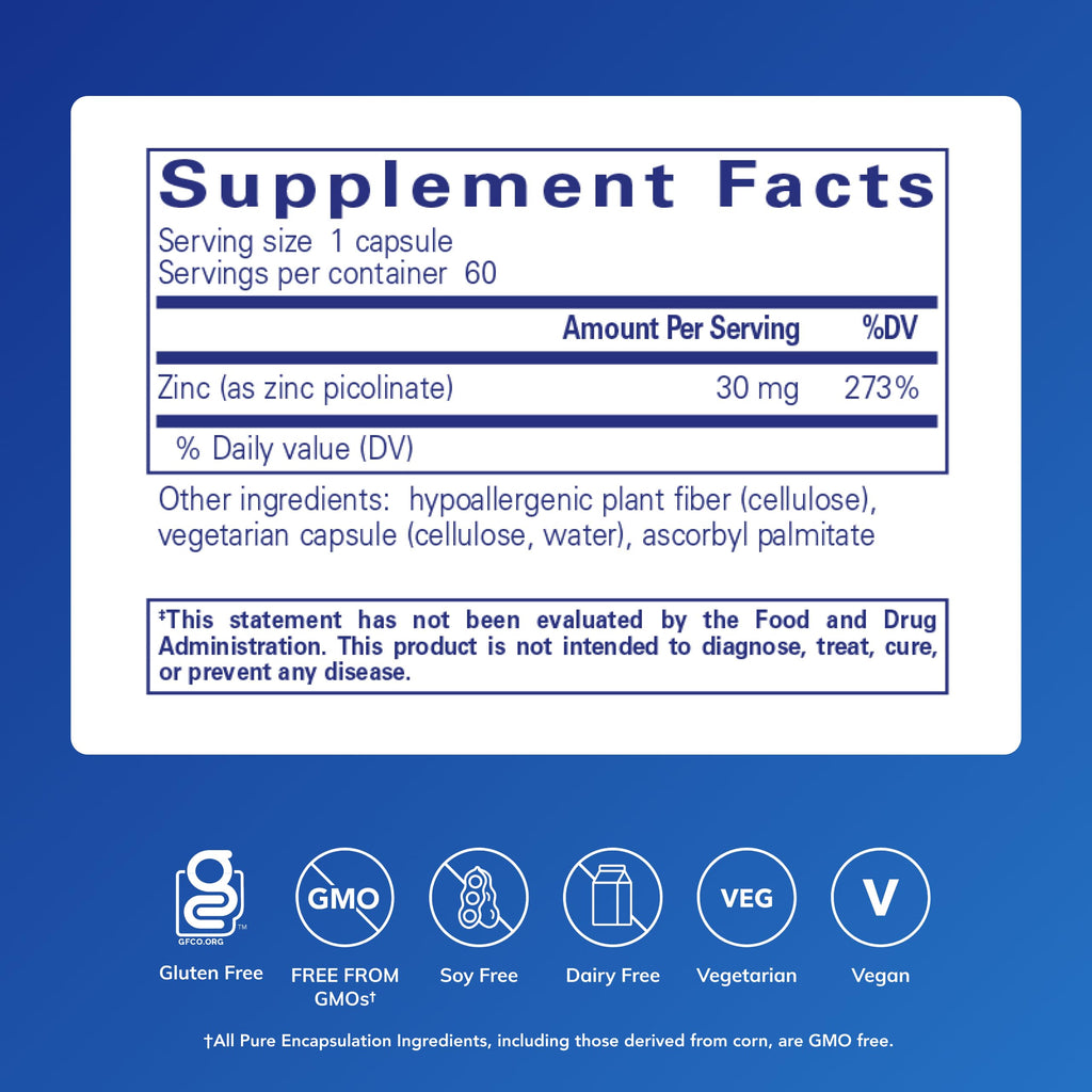 Zinc Picolinate 30mg – Immune Support Supplement, 60 Capsules