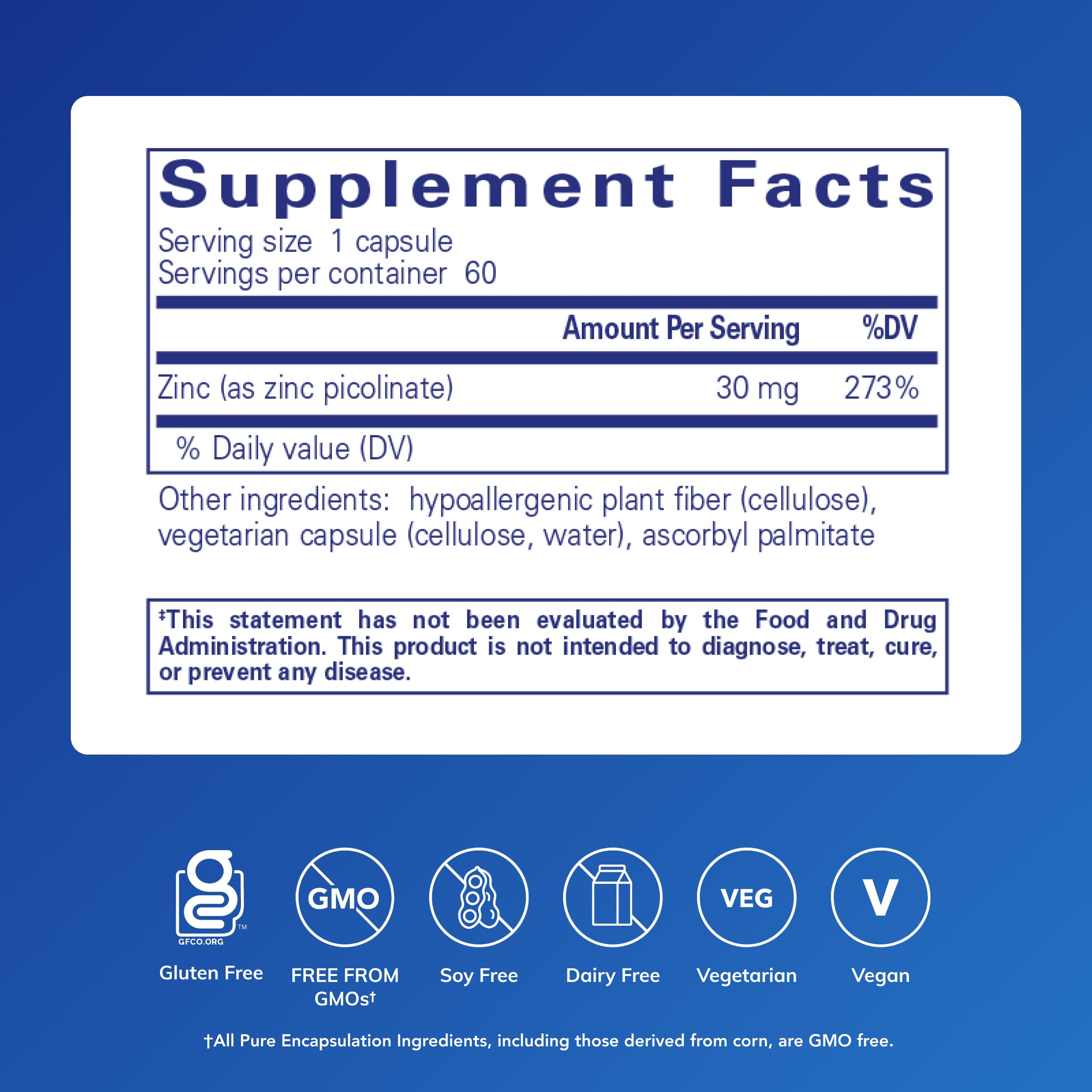 Zinc Picolinate 30mg – Immune Support Supplement, 60 Capsules