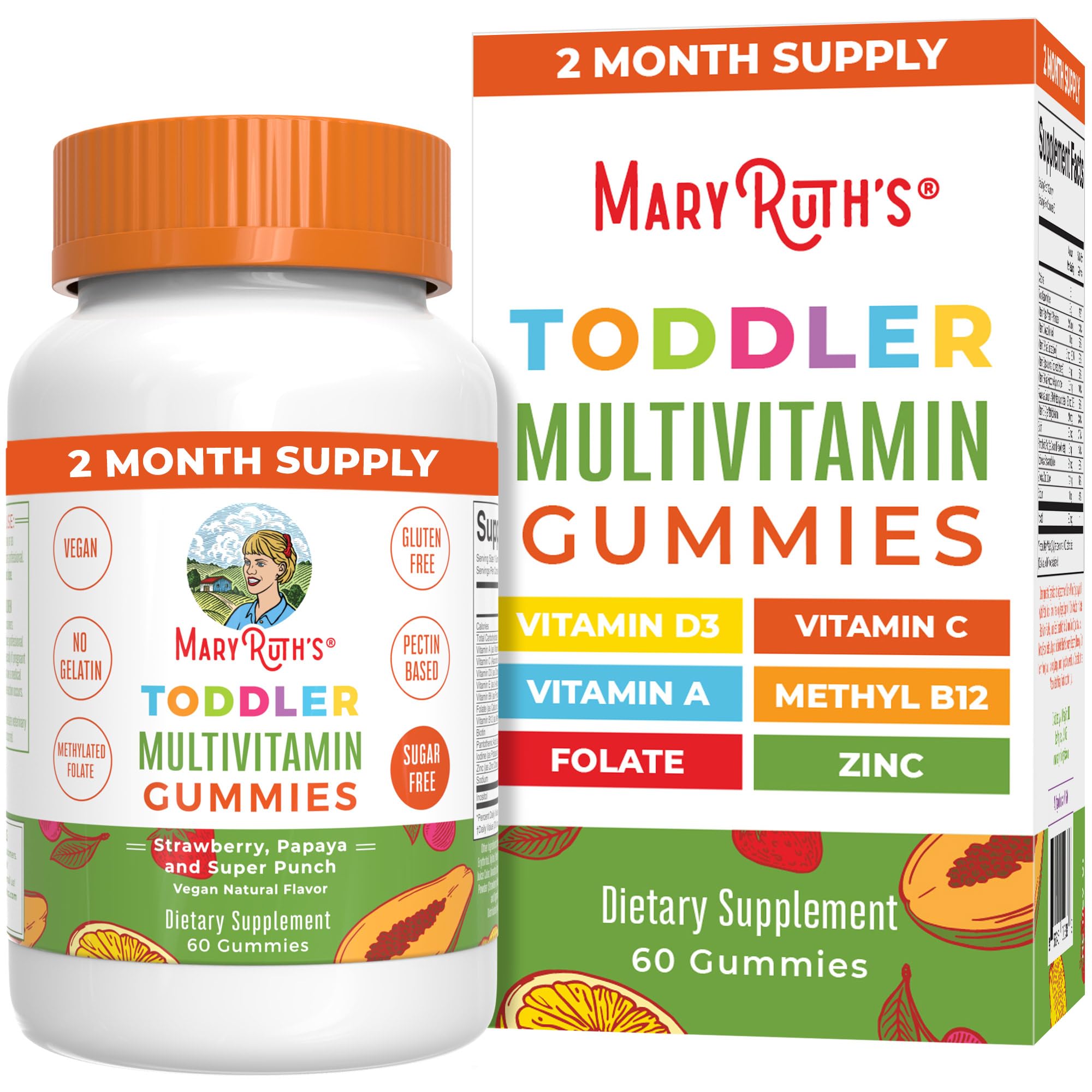 Kids Sugar Free Multivitamin Gummies Vitamin C D3 Zinc 60 Count