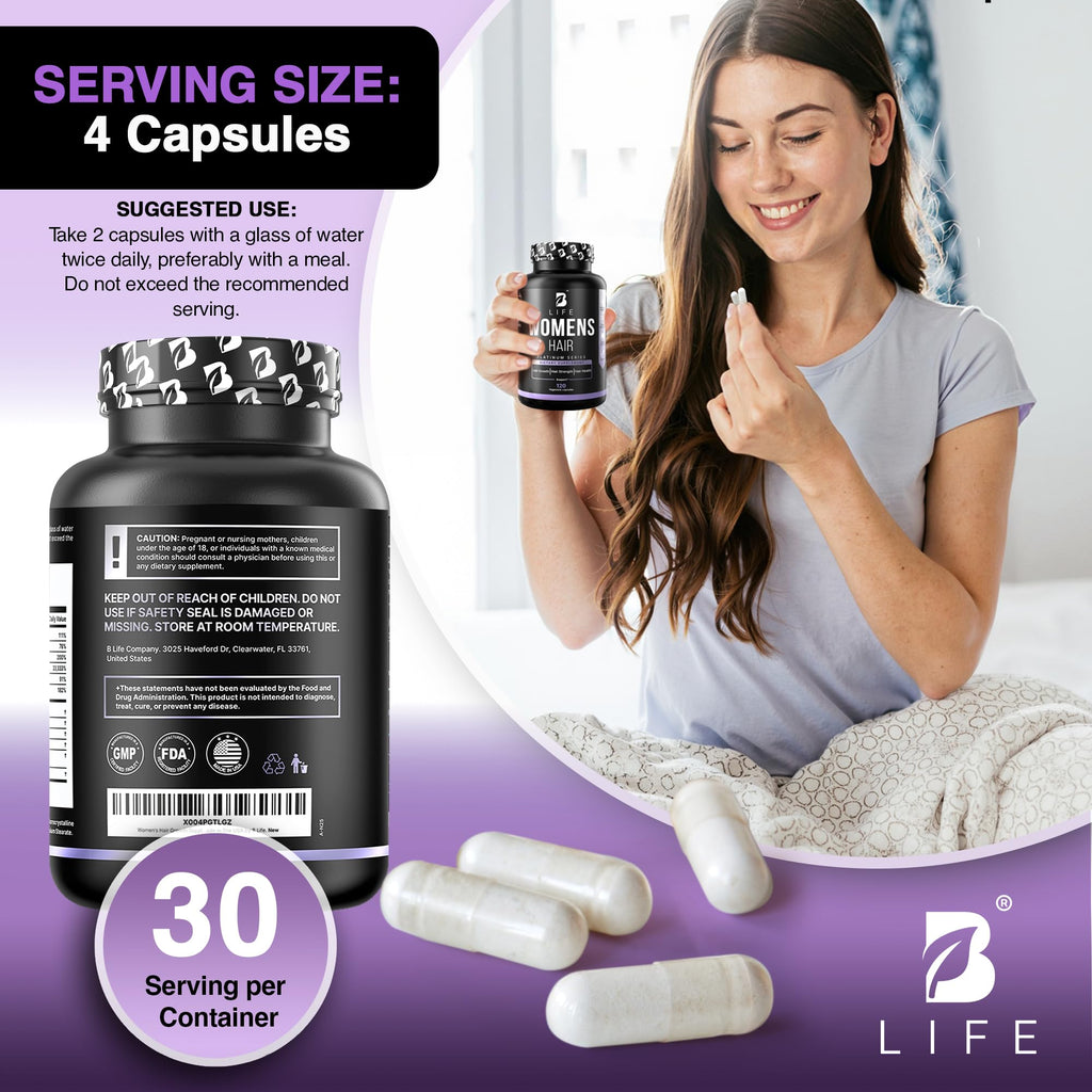 Hair Growth Vitamins Biotin 10000mcg Collagen 120 Capsules