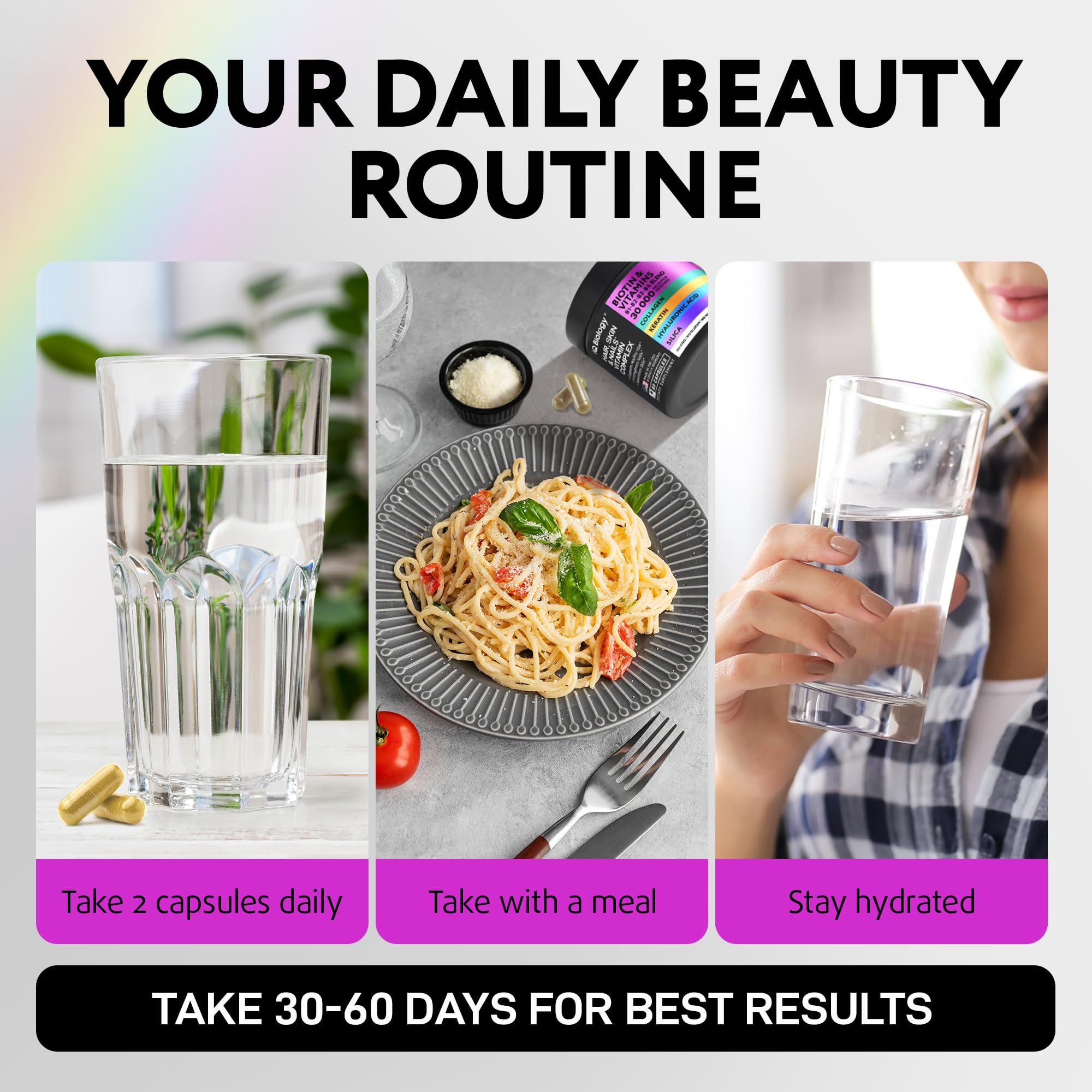 Biotin 30000mcg Hair Growth Collagen Keratin 60 Capsules