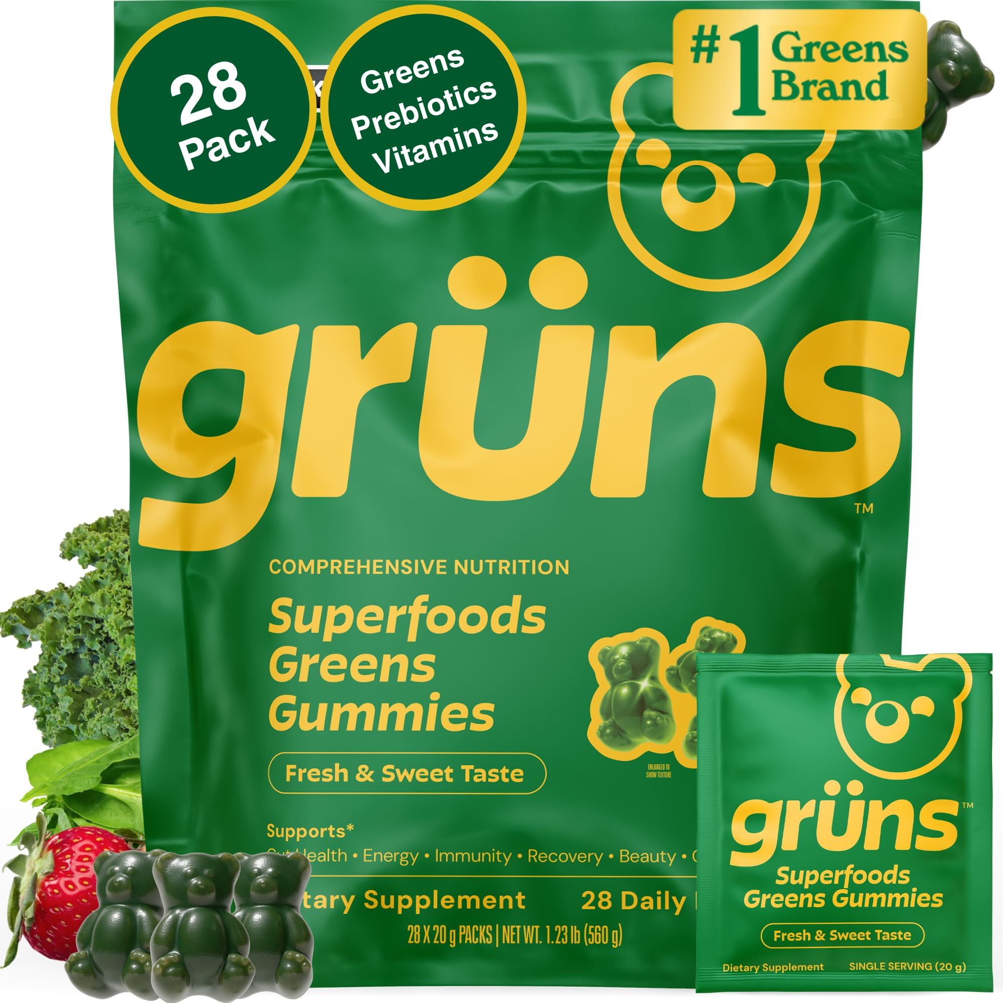 Super Greens Multivitamin Gummies with Spirulina – 28 Count