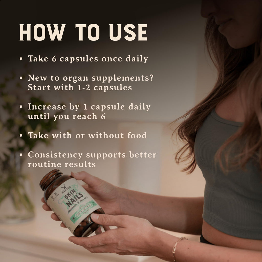 Beef Organ Hair Skin Nails Supplement 3000mg 180 Capsules