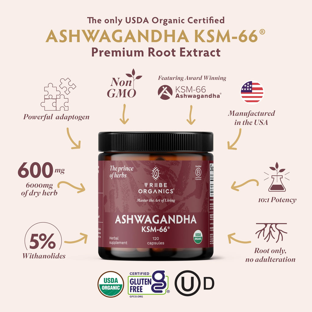 Ashwagandha KSM-66 600mg Capsules for Stress, Energy, Mood & Focus Support
