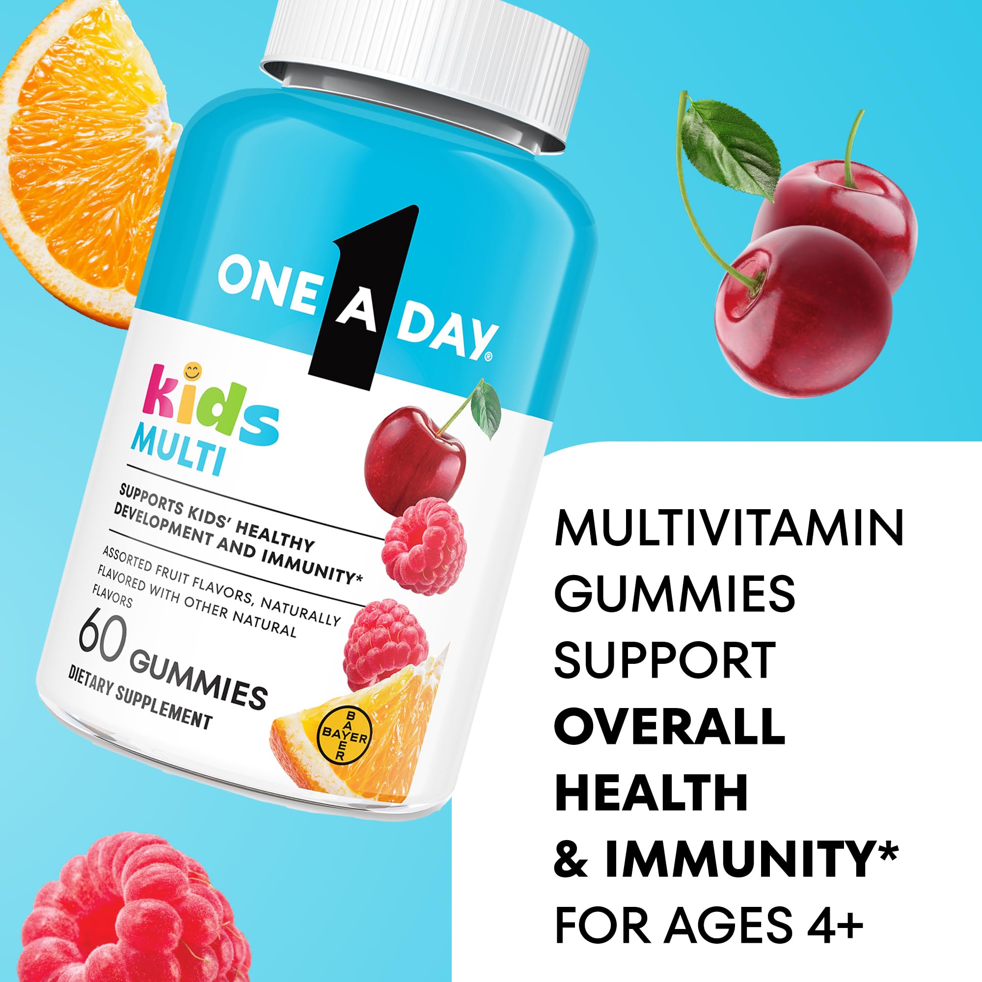 Kids Multivitamin Gummies Immune Support Vitamin C D Zinc 60 Count