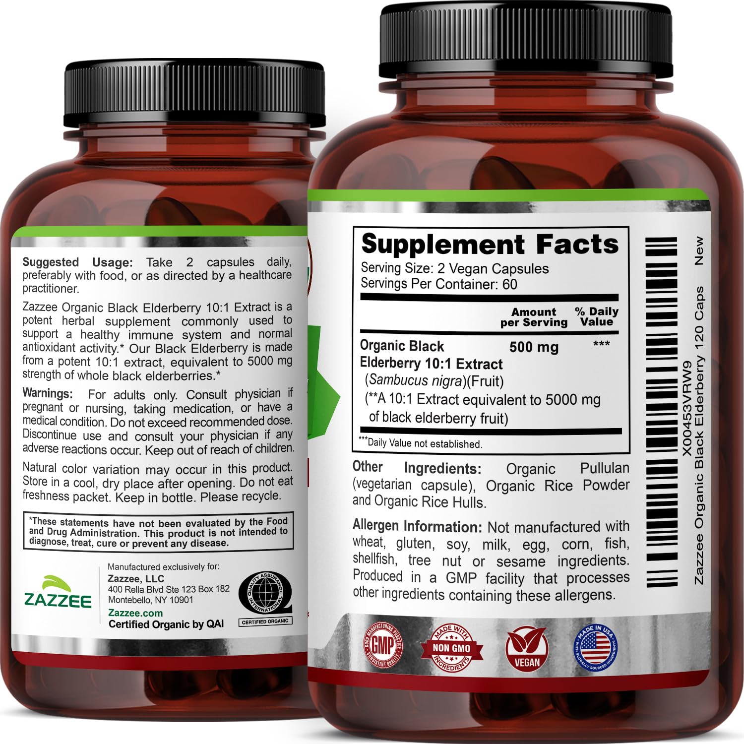 Black Elderberry 10:1 Extract Capsules for Immune Support 5000mg 120 Ct