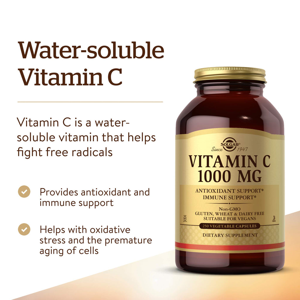 Vitamin C 1000mg Capsules with Bioflavonoids for Immune & Skin Support 250 Ct