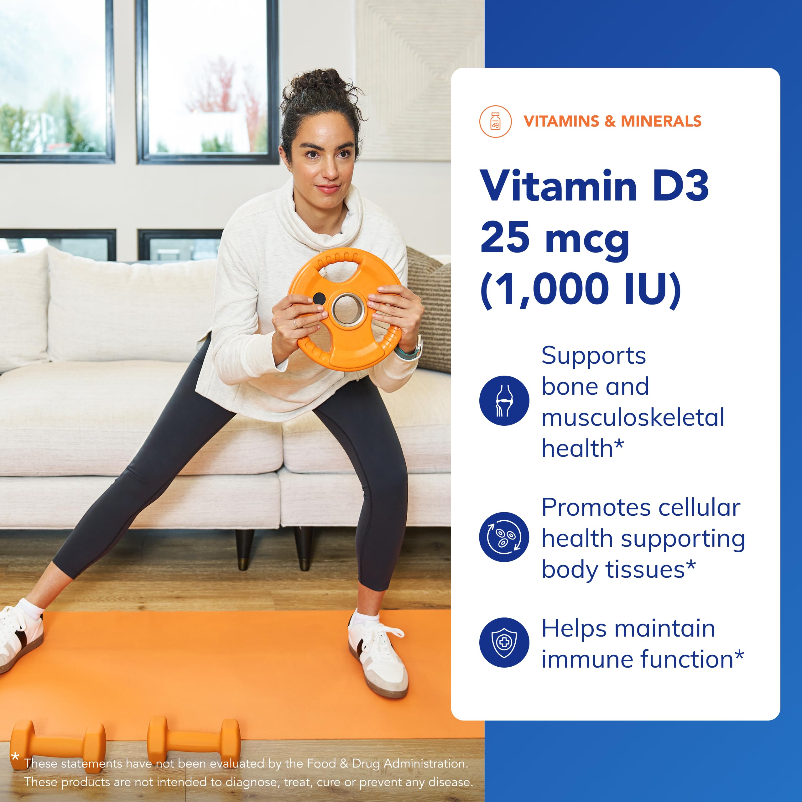 Vitamin D3 1000 IU Capsules – Bone & Immune Support, 250 Ct