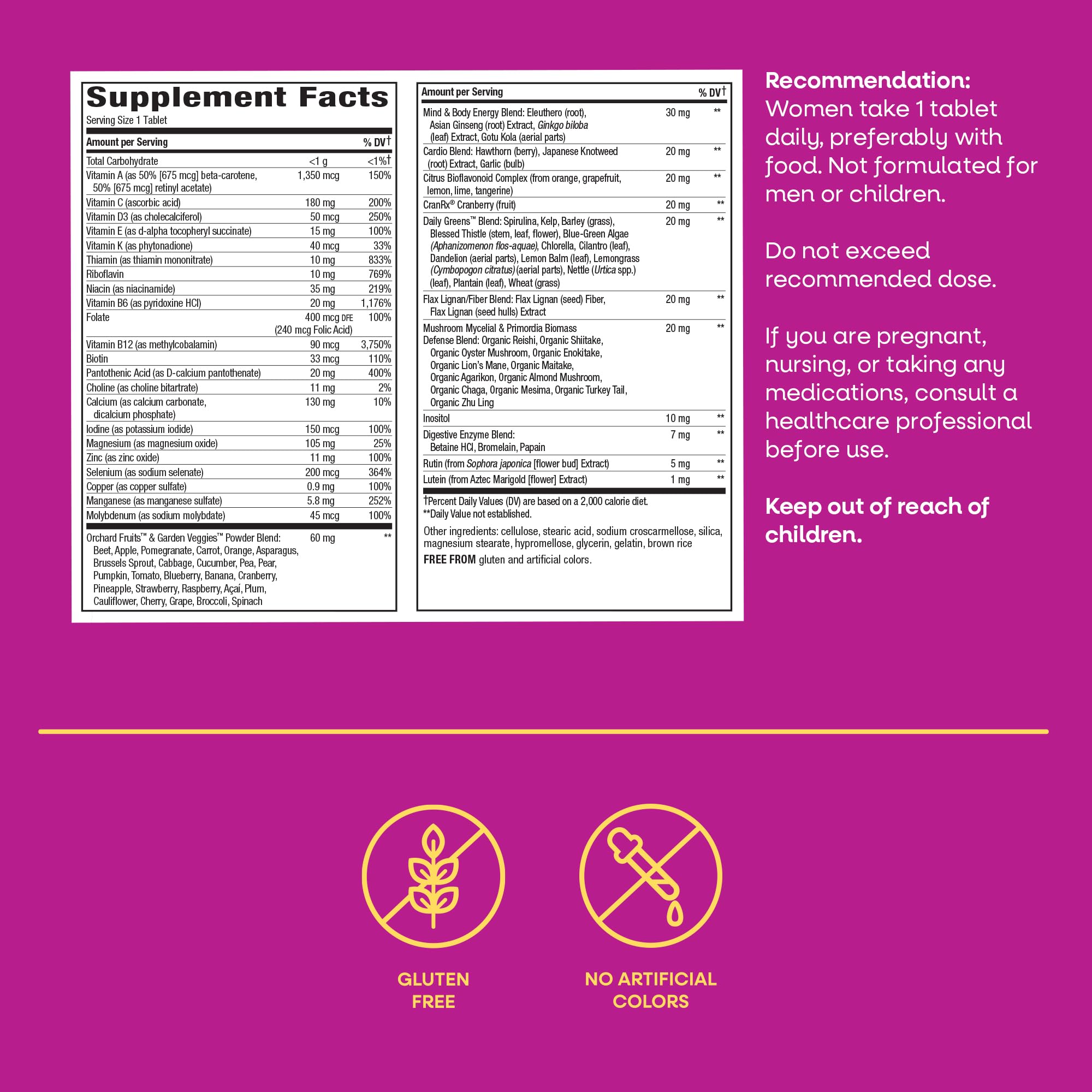 Women’s 50+ Multivitamin Ultra Potency D3 B12 60 Tablets