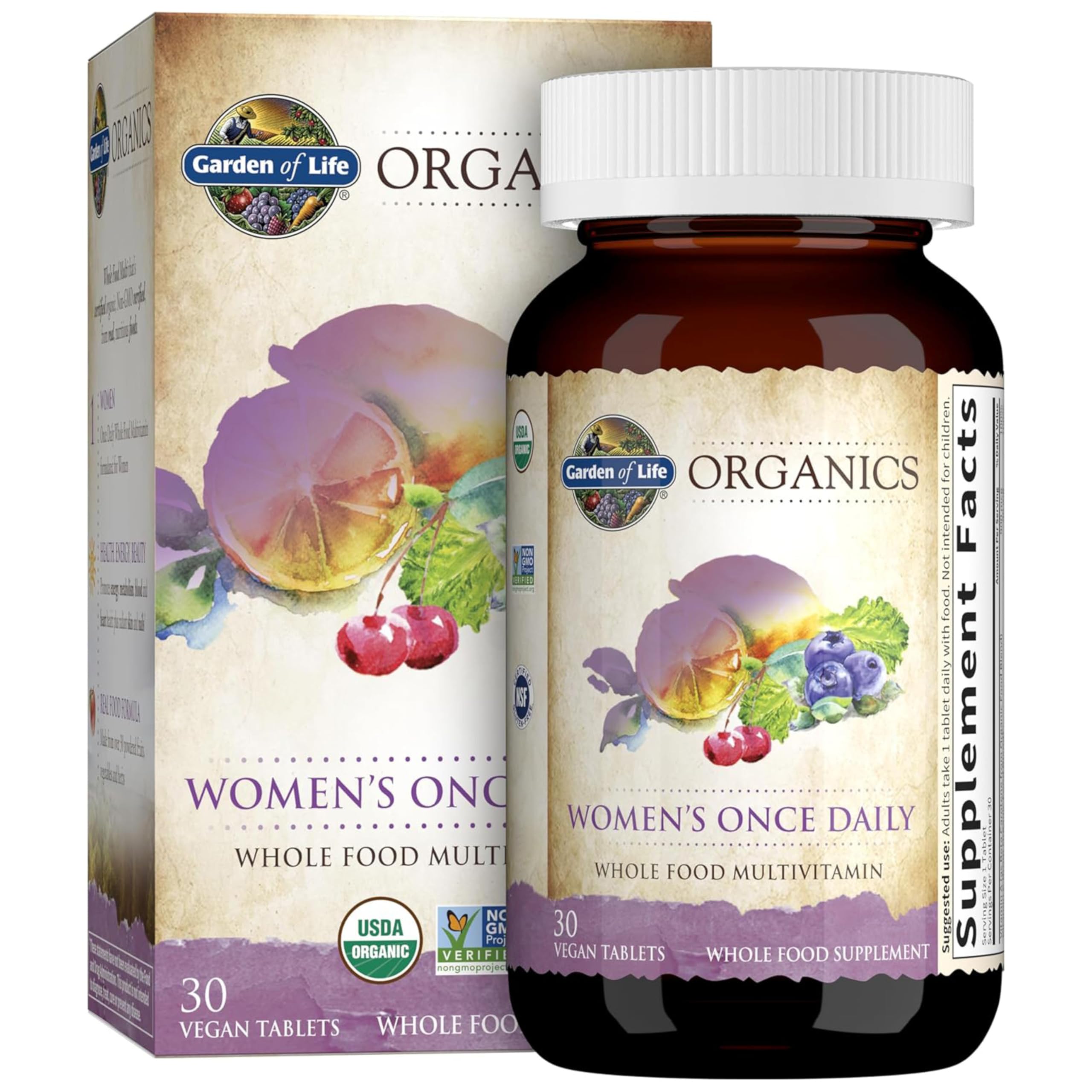 Organic Women’s Multivitamin One Daily Iron Biotin 30 Tablets
