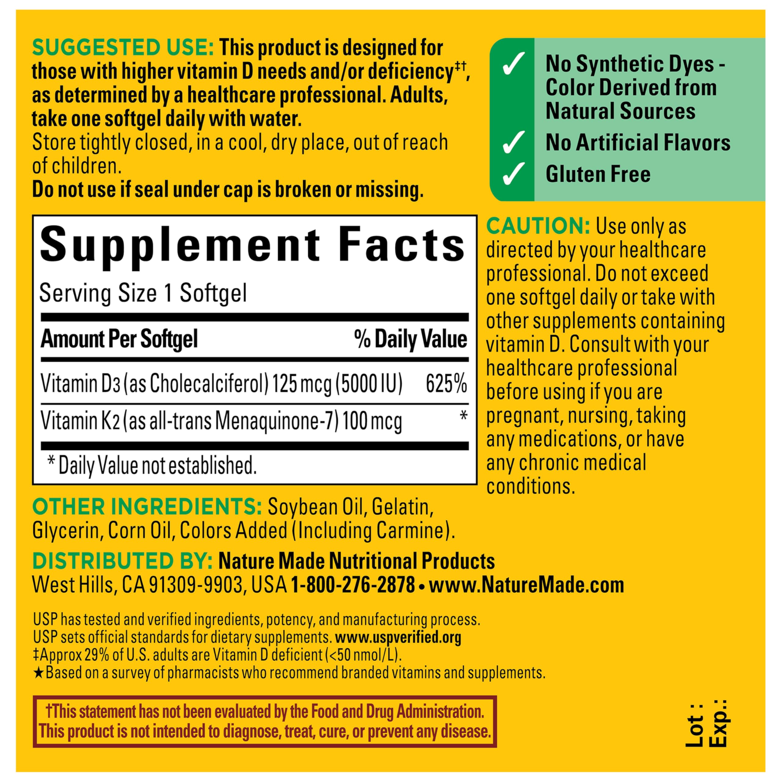 Vitamin D3 5000 IU with K2 – Bone & Immune Support, 30 Softgels