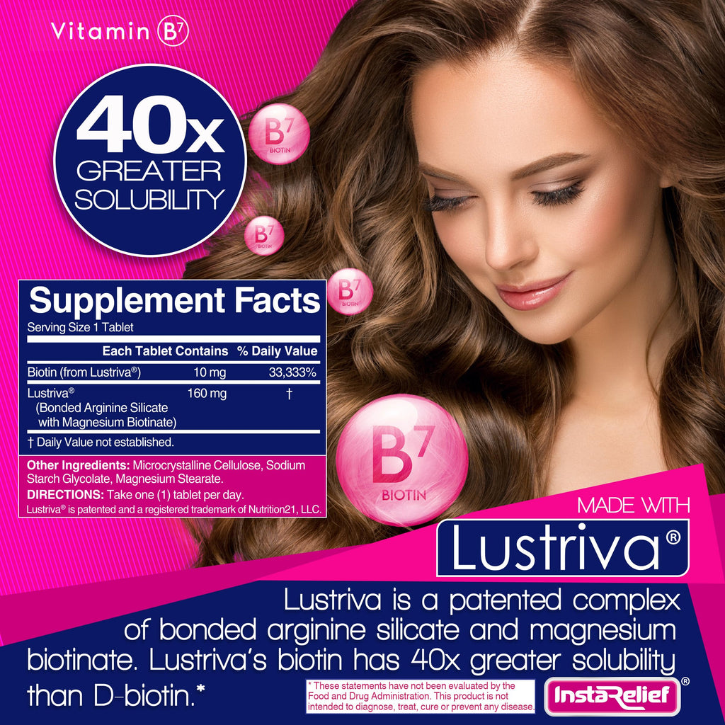 Hair Growth Supplement Lustriva Biotin Silicon 60 Tablets