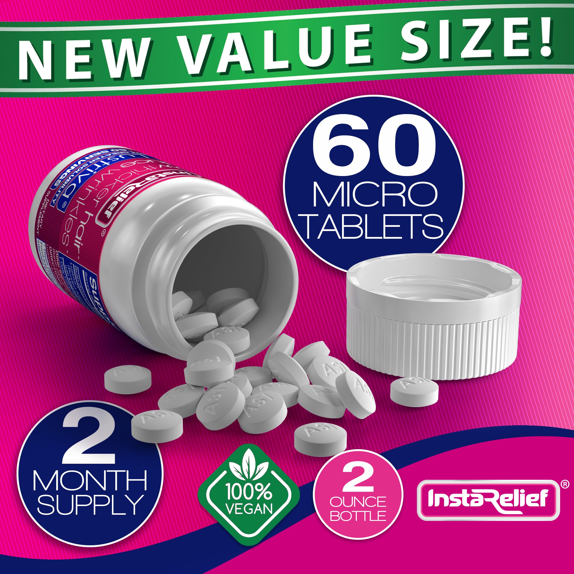 Hair Growth Supplement Lustriva Biotin Silicon 60 Tablets