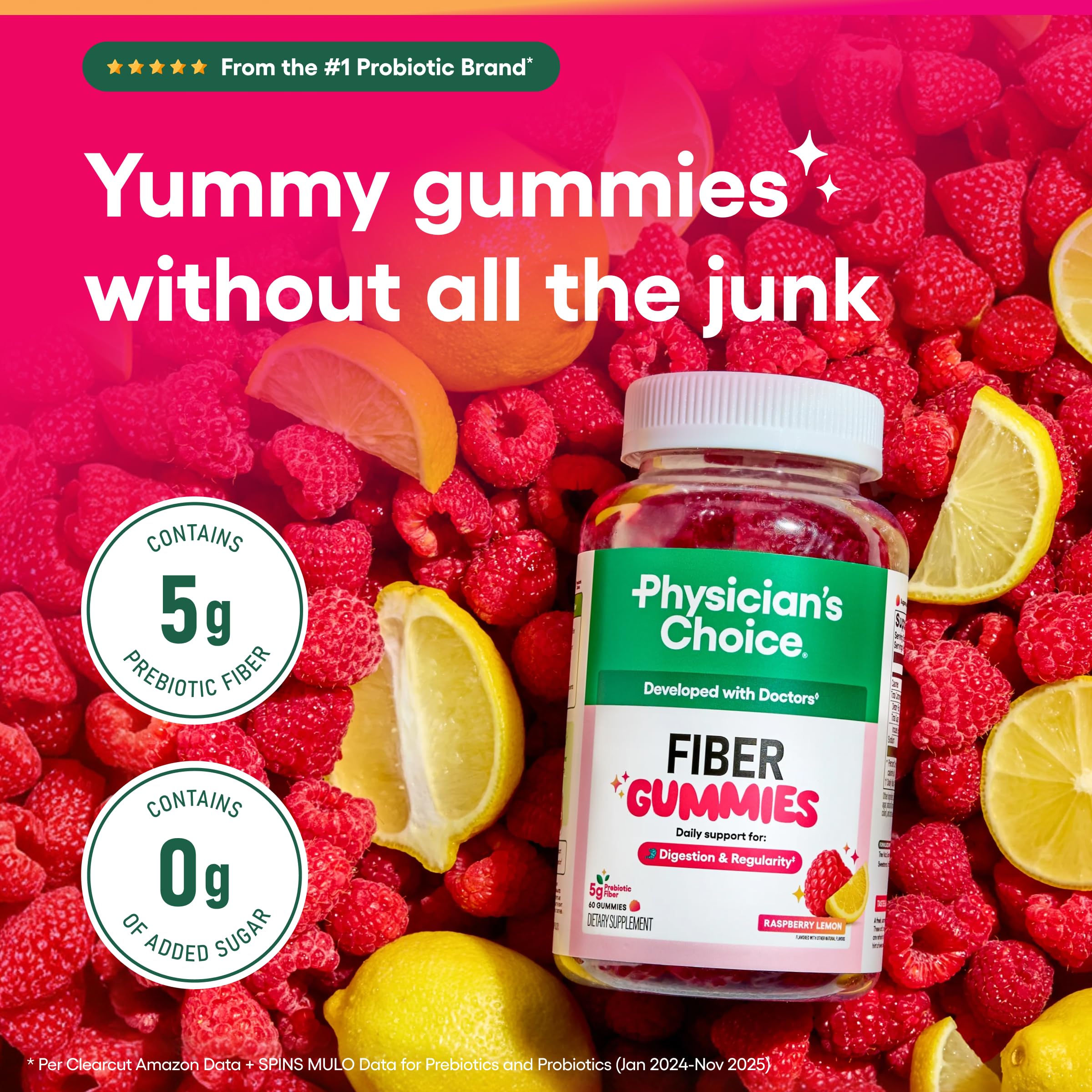 Prebiotic Fiber Gummies – Digestive Health & Regularity, 60 Count