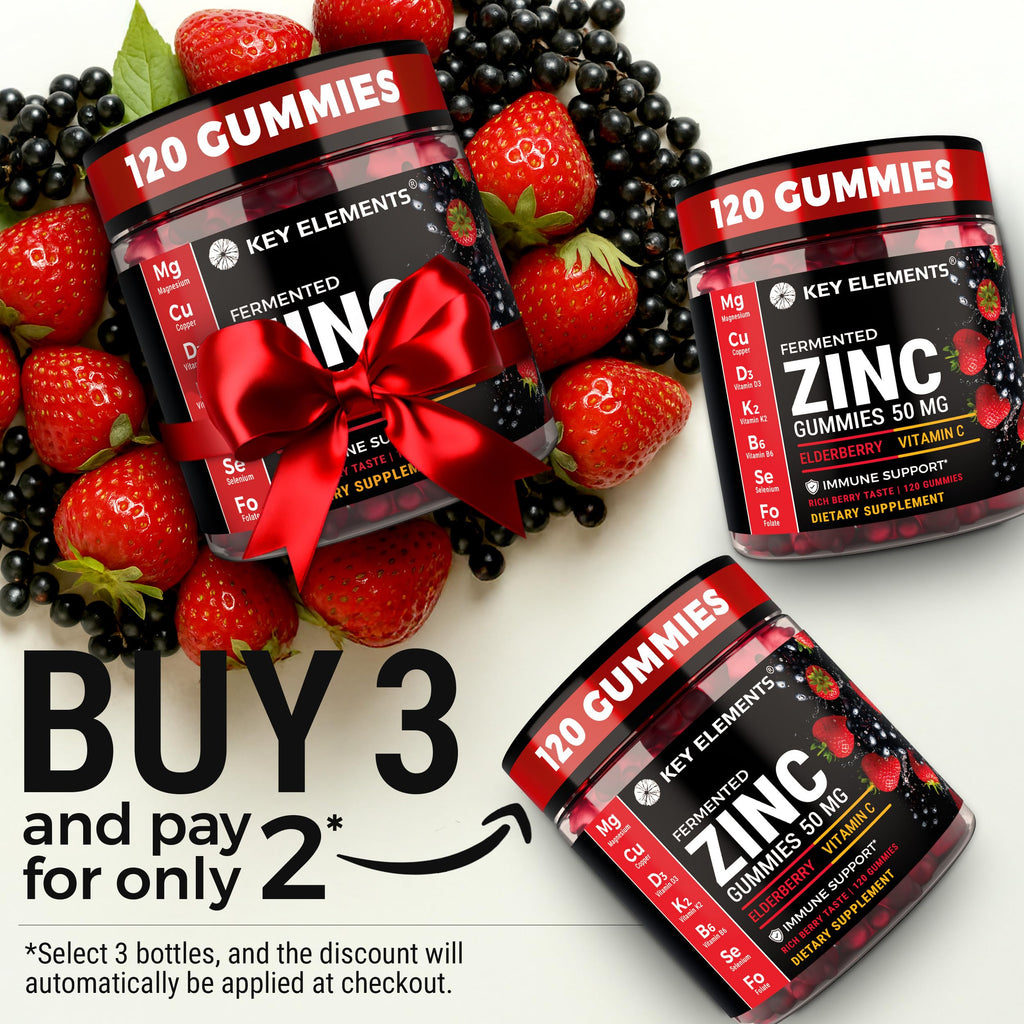 Zinc 50mg Immune Support Gummies with Elderberry & Vitamin C – 120