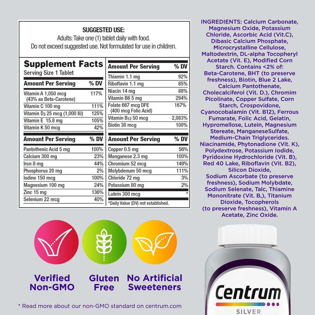 Women’s 50+ Multivitamin Vitamin D3 B Vitamins 100 Tablets