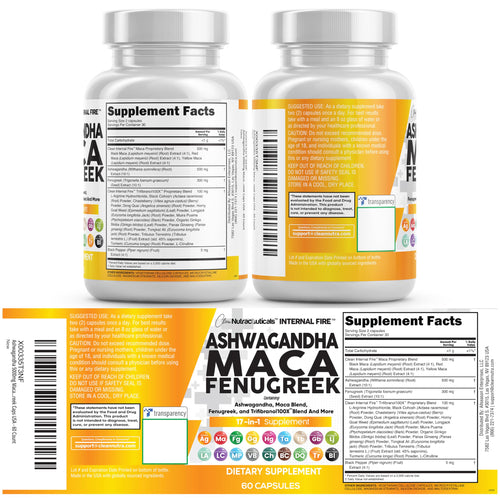 Ashwagandha Maca Fenugreek & Tongkat Ali Capsules for Stress, Mood & Hormone Support