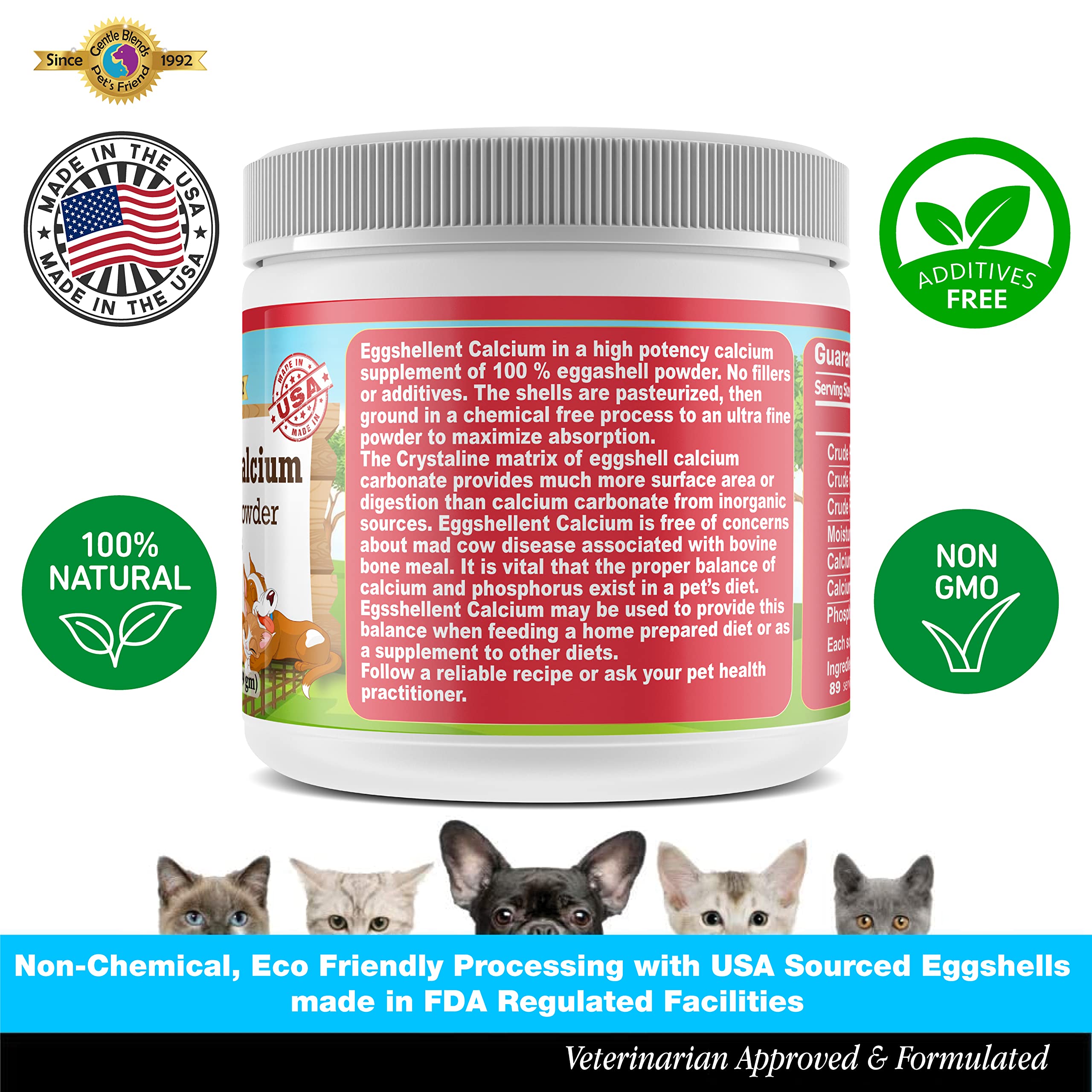 Eggshell Calcium Powder for Dogs & Cats – Hip & Joint Support 6oz