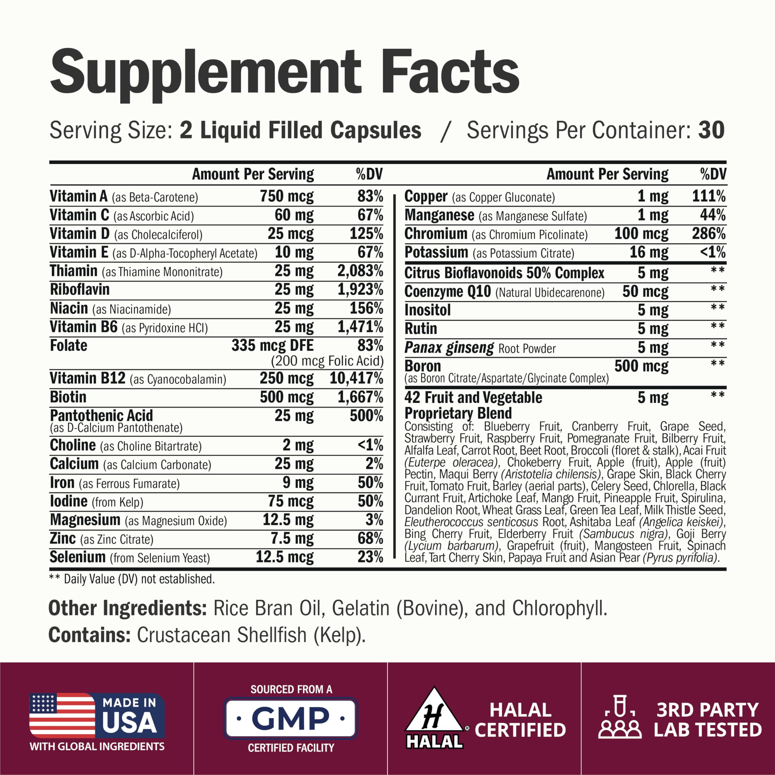 Women’s Multivitamin Liquid Capsules Energy Support 60 Count