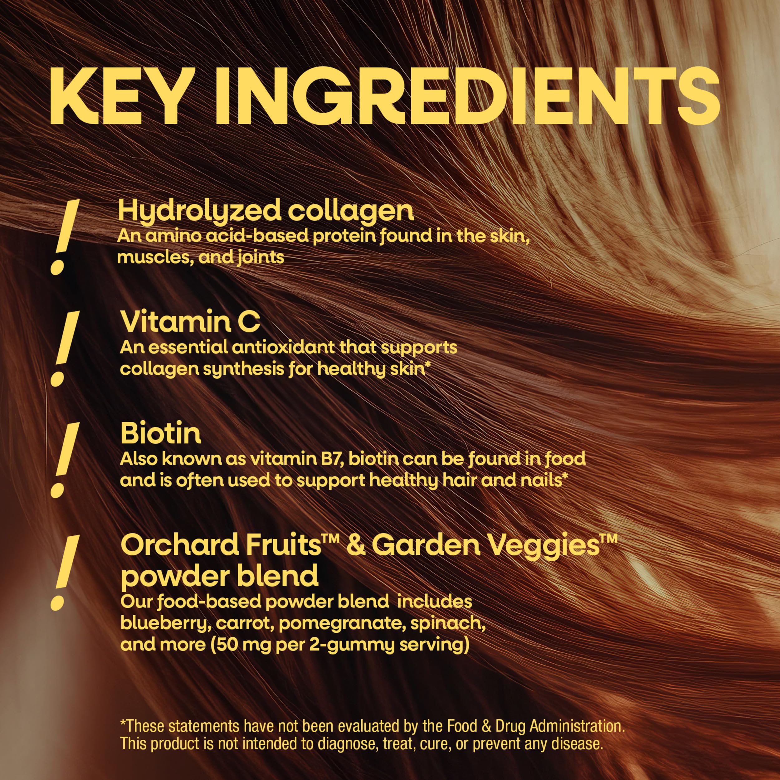 Hair Skin Nails Gummies Collagen Biotin 60 Count